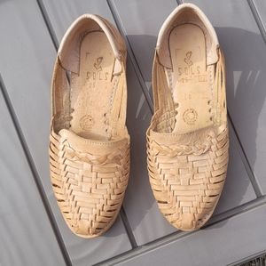 SOLS Leather Tan Beige Sandal Huarache sz 8